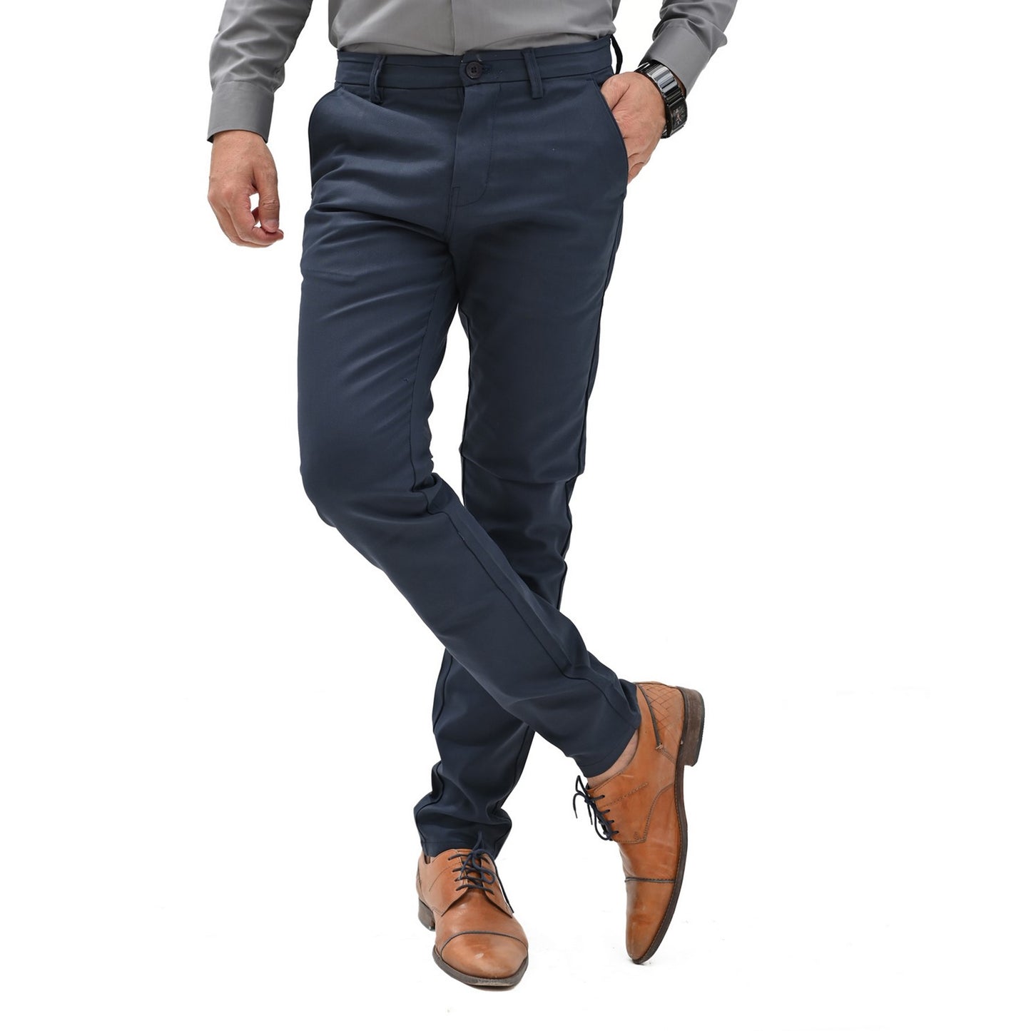 Slim Fit Navy Blue Cotton Chino Pants