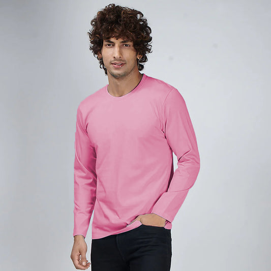 Basic Pink Full Sleeves T-Shirt