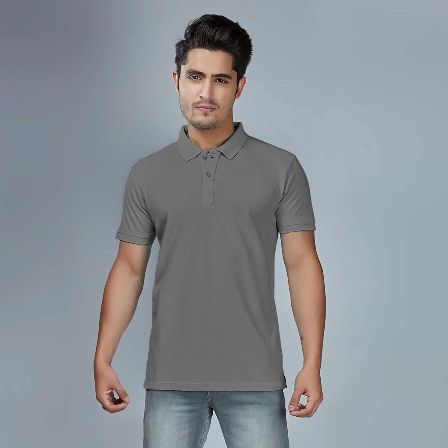 Men's Steel Gray Polo T-Shirt