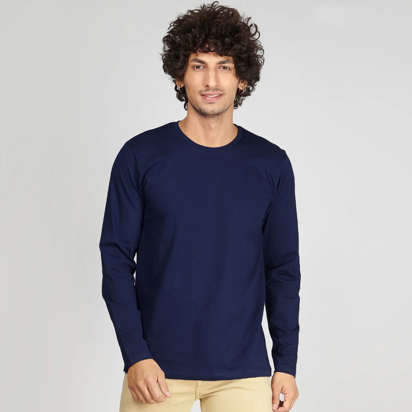 Basic Navy Blue Full Sleeves T-Shirt