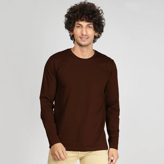 Basic Brown Full Sleeves T-Shirt