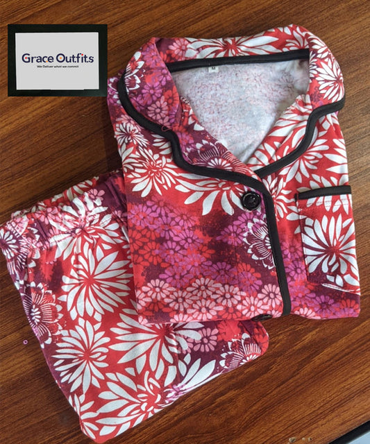 Women's Night Suit Maroon Shade