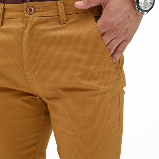Slim Fit Musturd Cotton Chino Pants