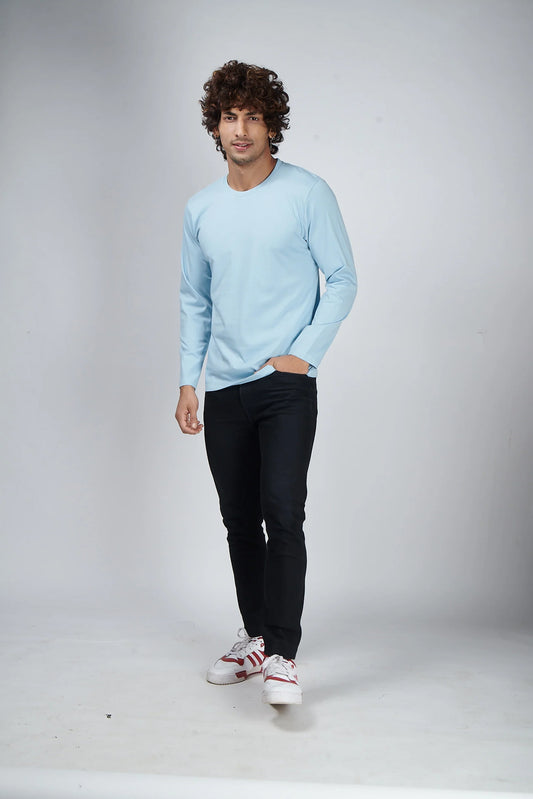 Basic Sky Blue Full Sleeves T-Shirt