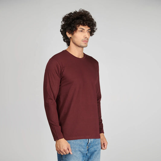 Basic Maroon Full Sleeves T-Shirt