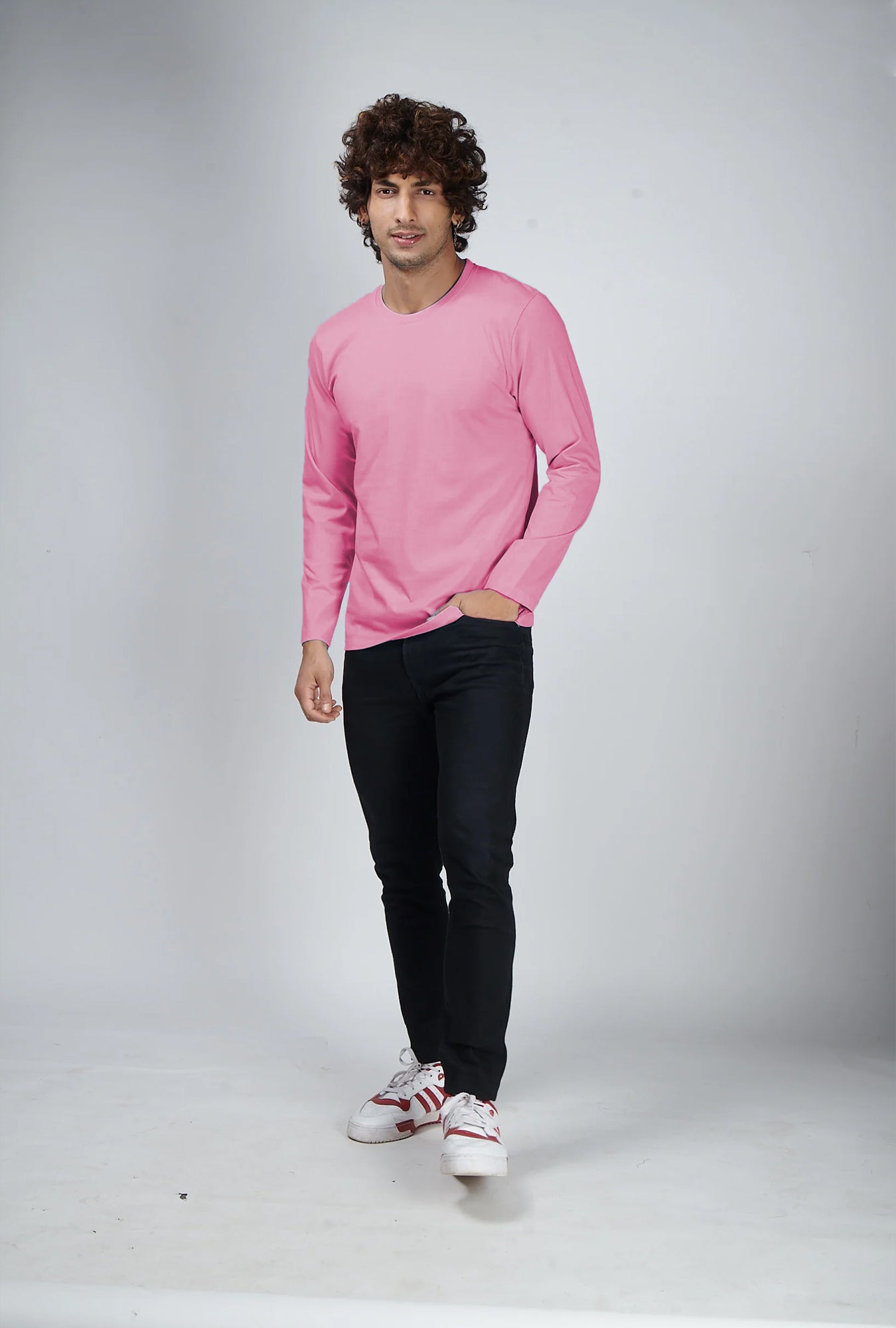 Basic Pink Full Sleeves T-Shirt