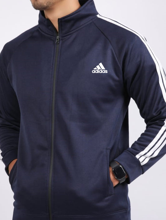 Men's Adidas 3 Strip Navy Blue Tracksuit