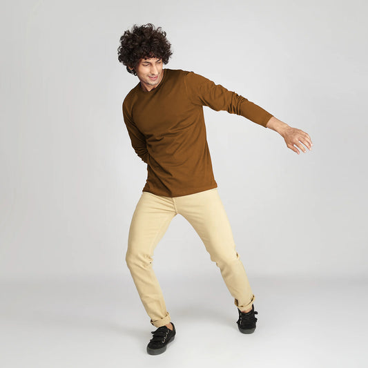 Basic Beige Full Sleeves T-Shirt