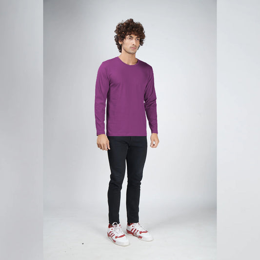 Basic Light Purple Full Sleeves T-Shirt