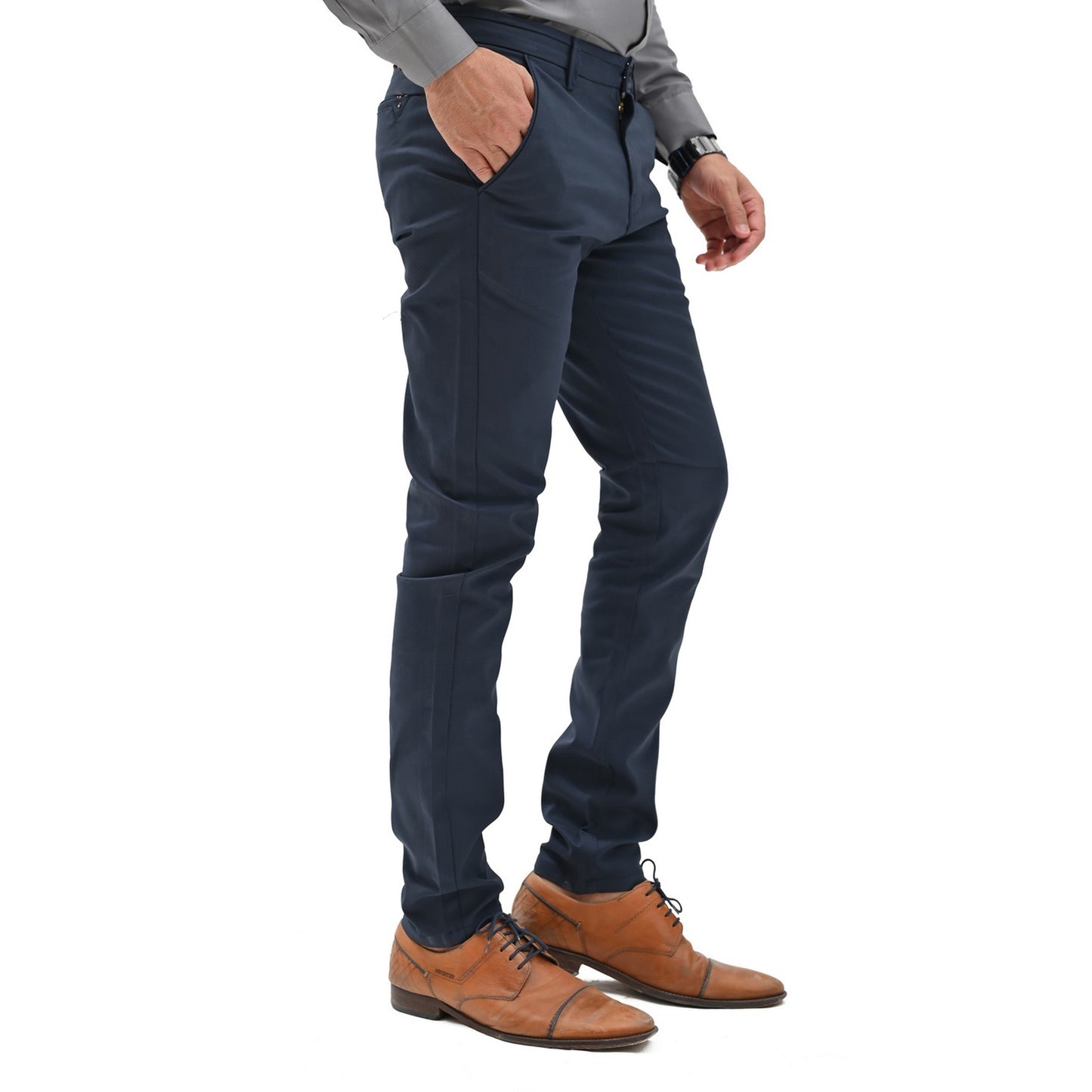 Slim Fit Navy Blue Cotton Chino Pants