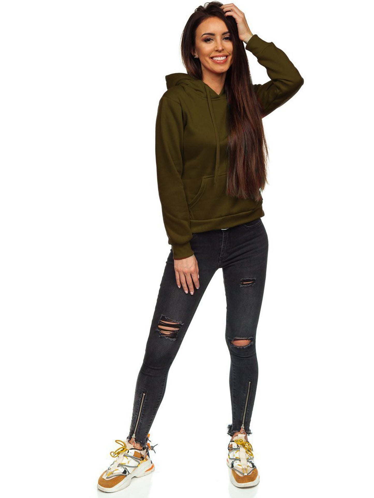 Basic Women's Army Green Hoodie