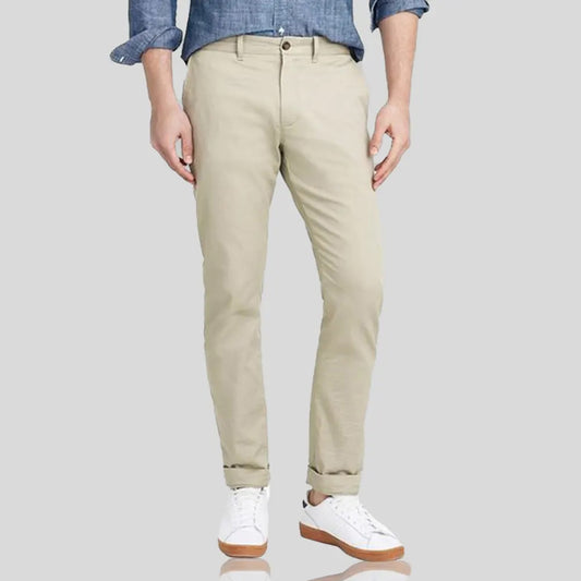 Slim Fit Fawn Cotton Chino Pants
