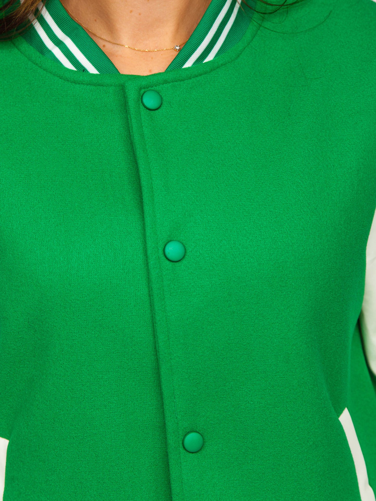 Women's Green Baseball Jacket