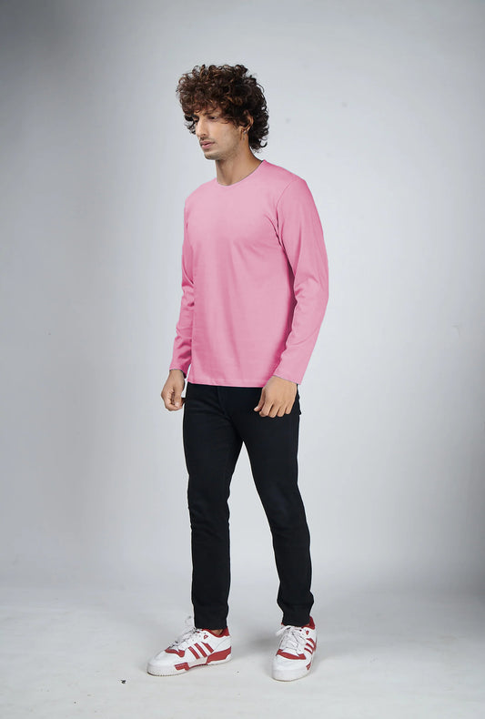 Basic Pink Full Sleeves T-Shirt
