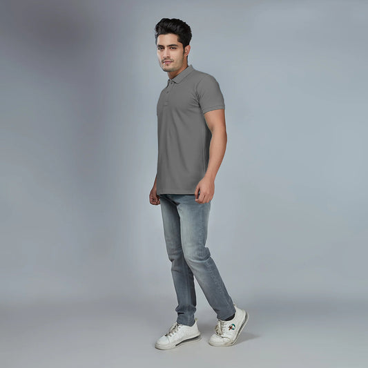 Men's Steel Gray Polo T-Shirt