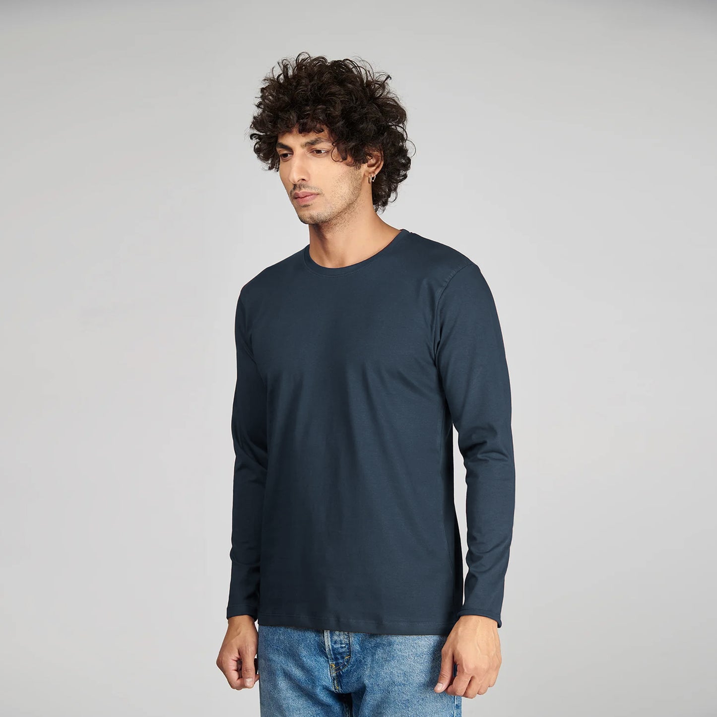 Basic Petroleum Blue Full Sleeves T-Shirt