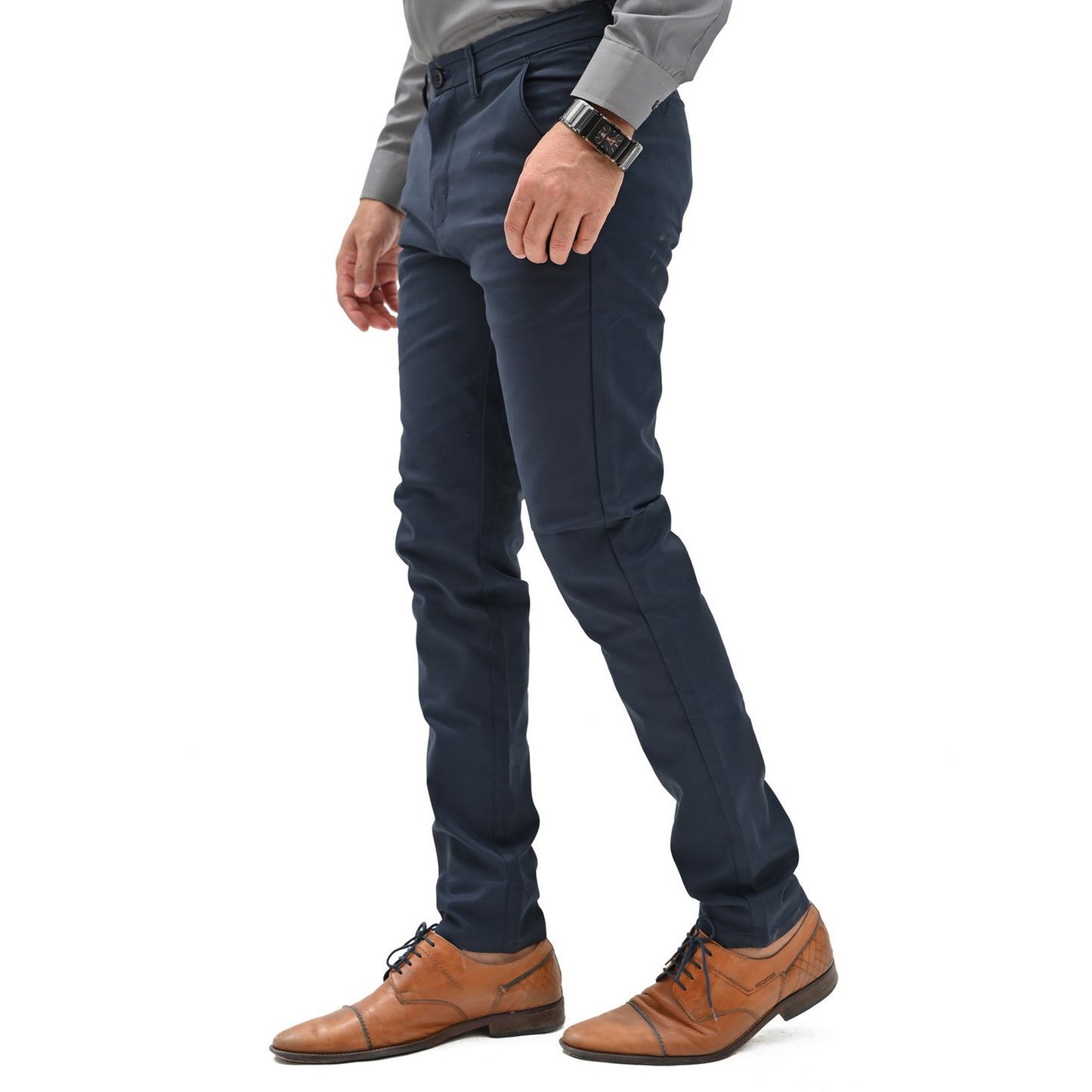 Slim Fit Navy Blue Cotton Chino Pants