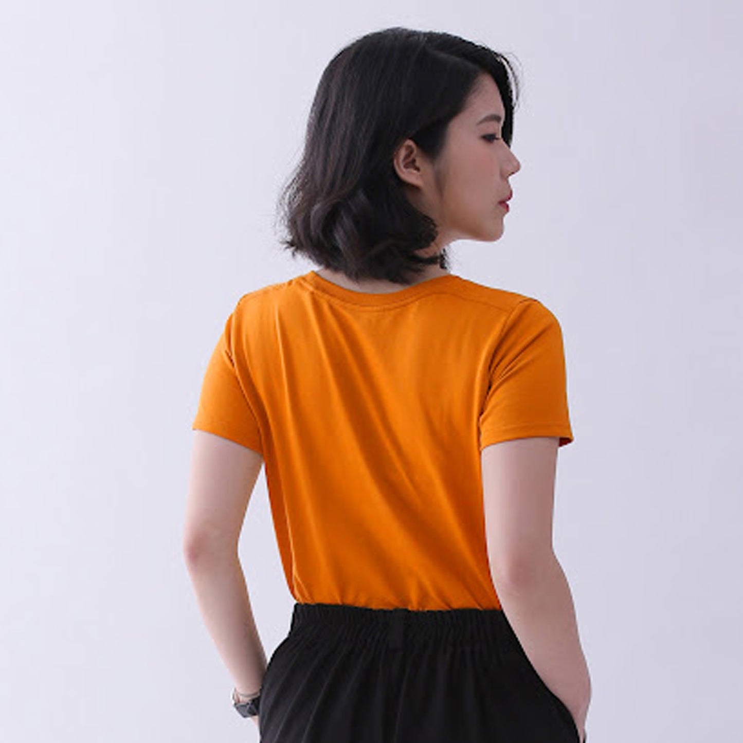 Women's Basic Orange Half Sleeves T-Shirt