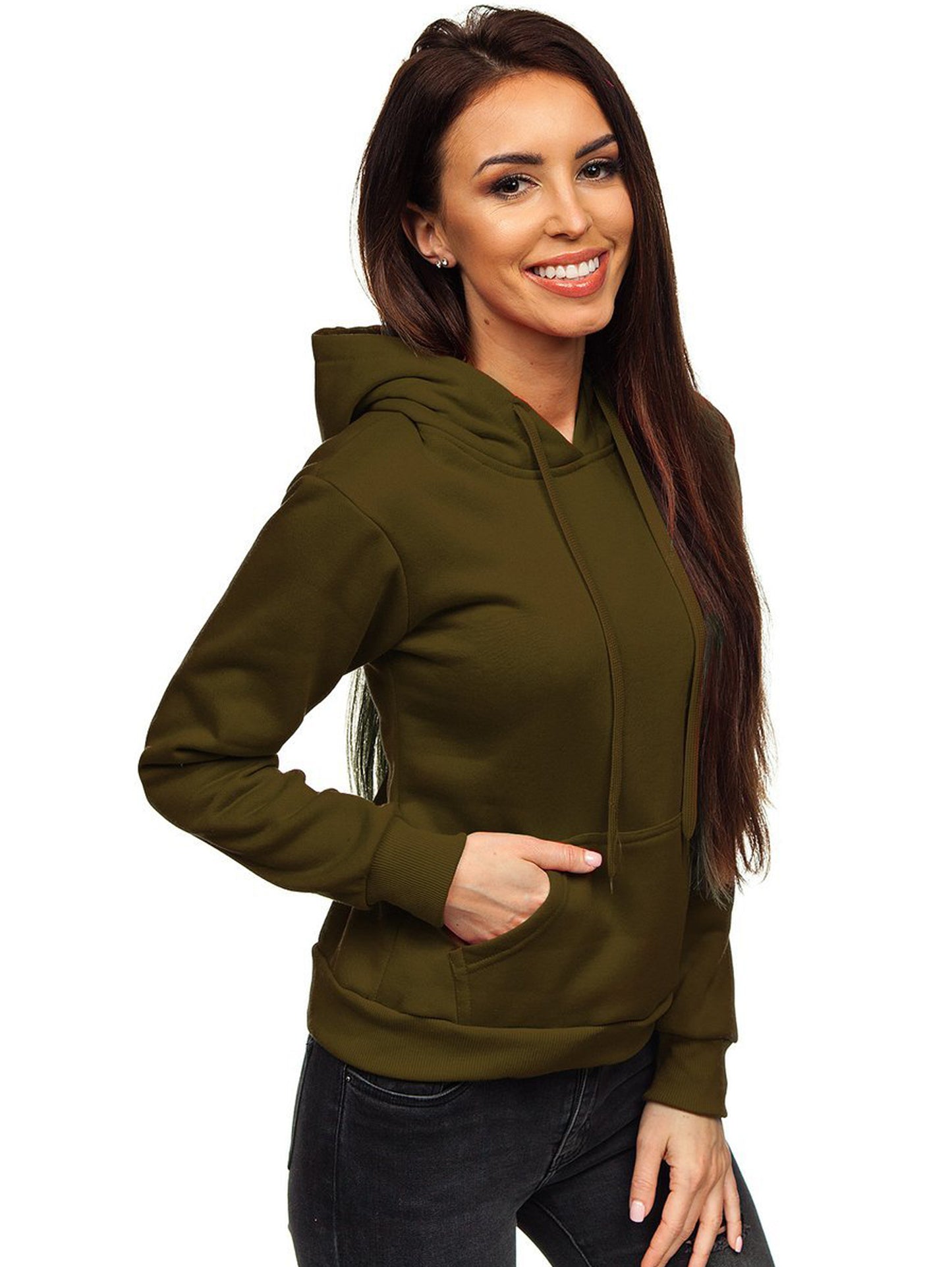 Basic Women's Army Green Hoodie