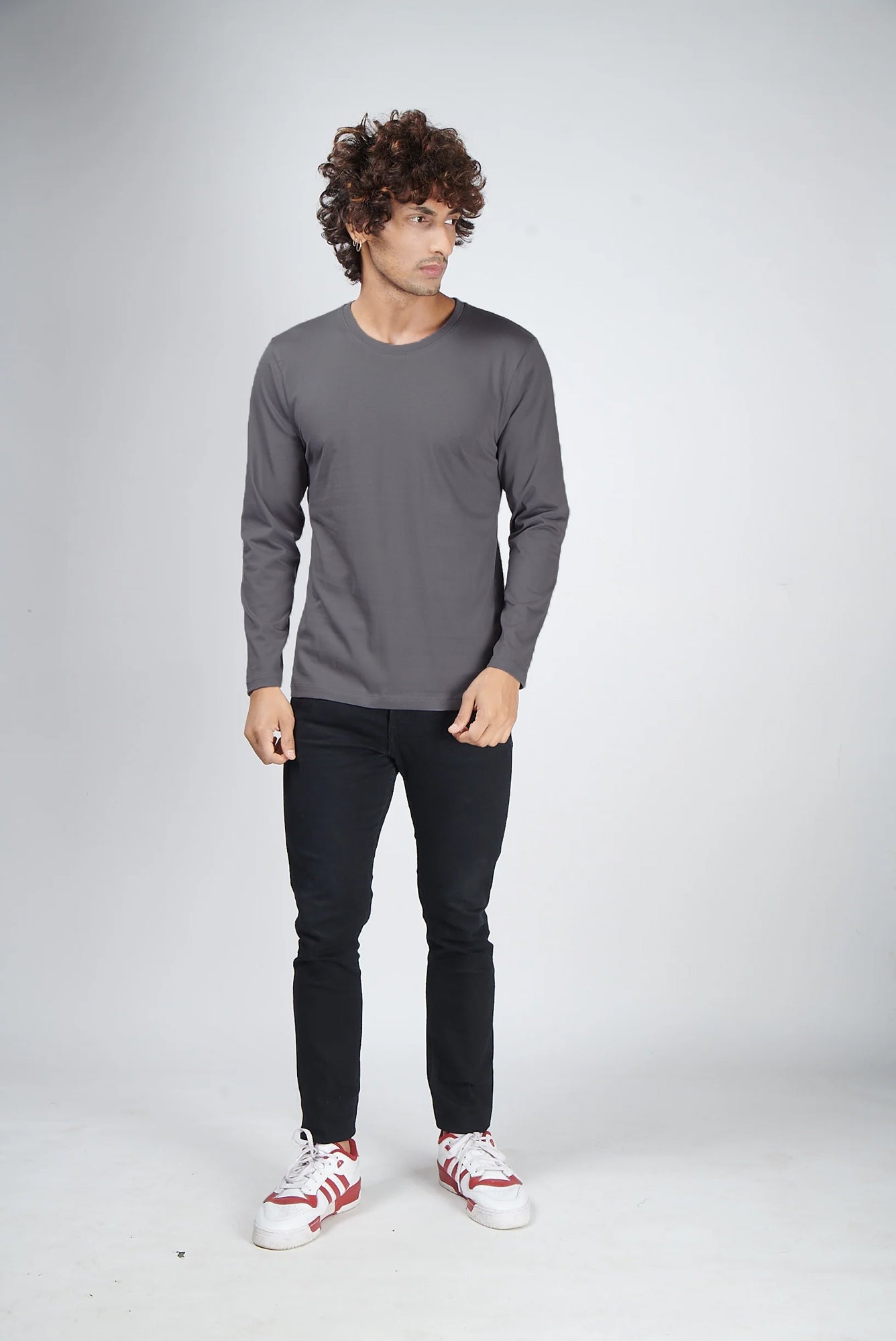 Basic Dark Gray Full Sleeves T-Shirt