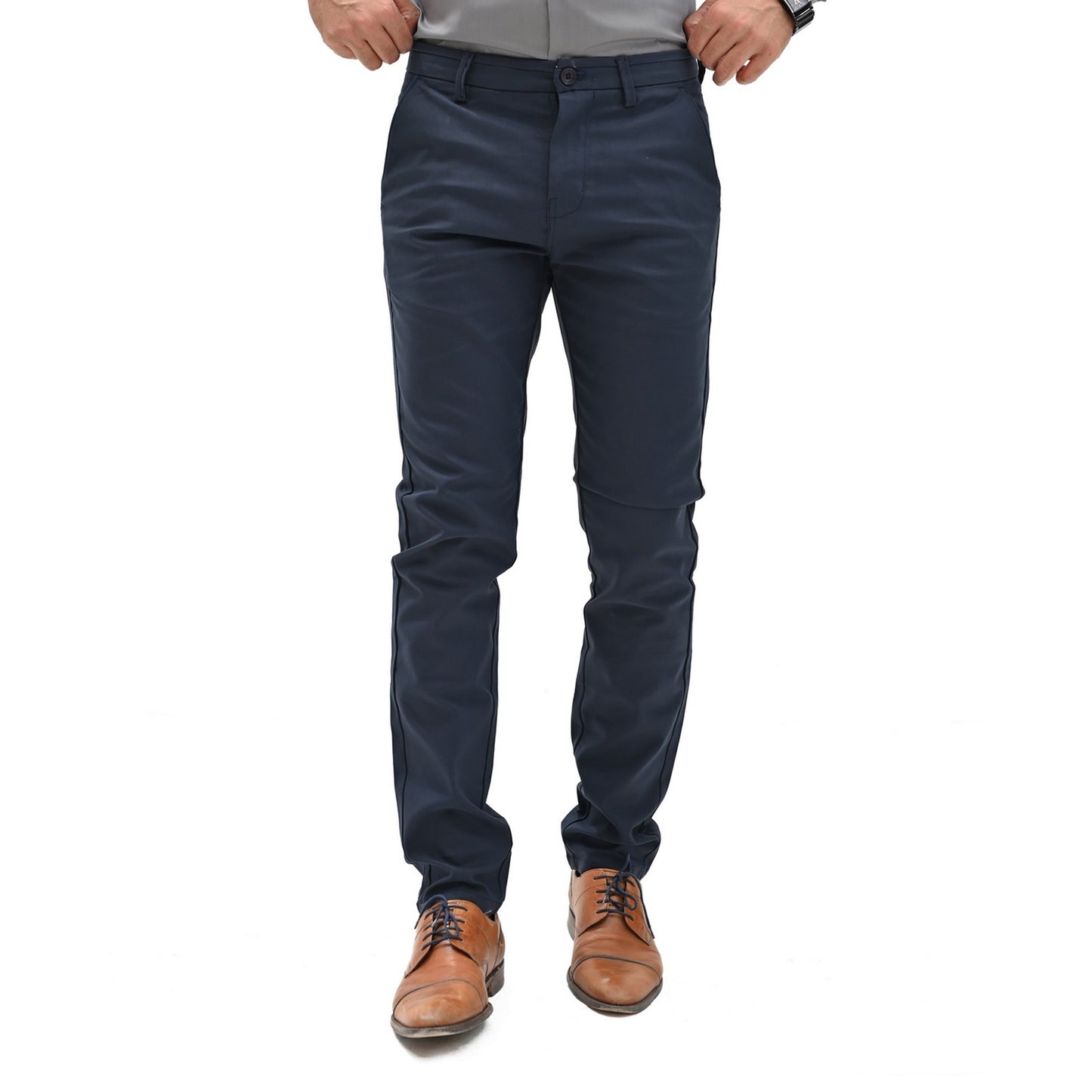 Slim Fit Navy Blue Cotton Chino Pants