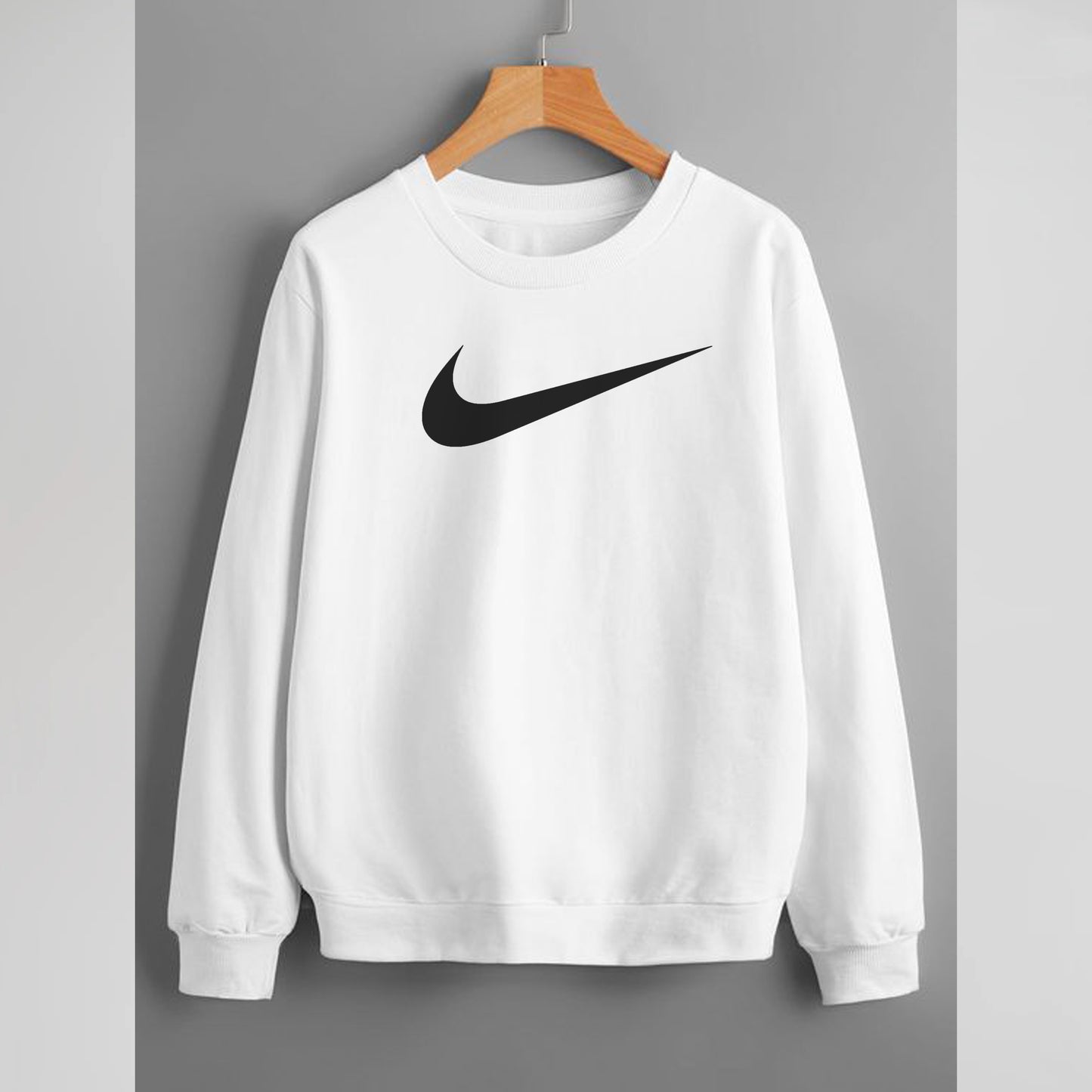 Black Nike Logo White Sweatshirt