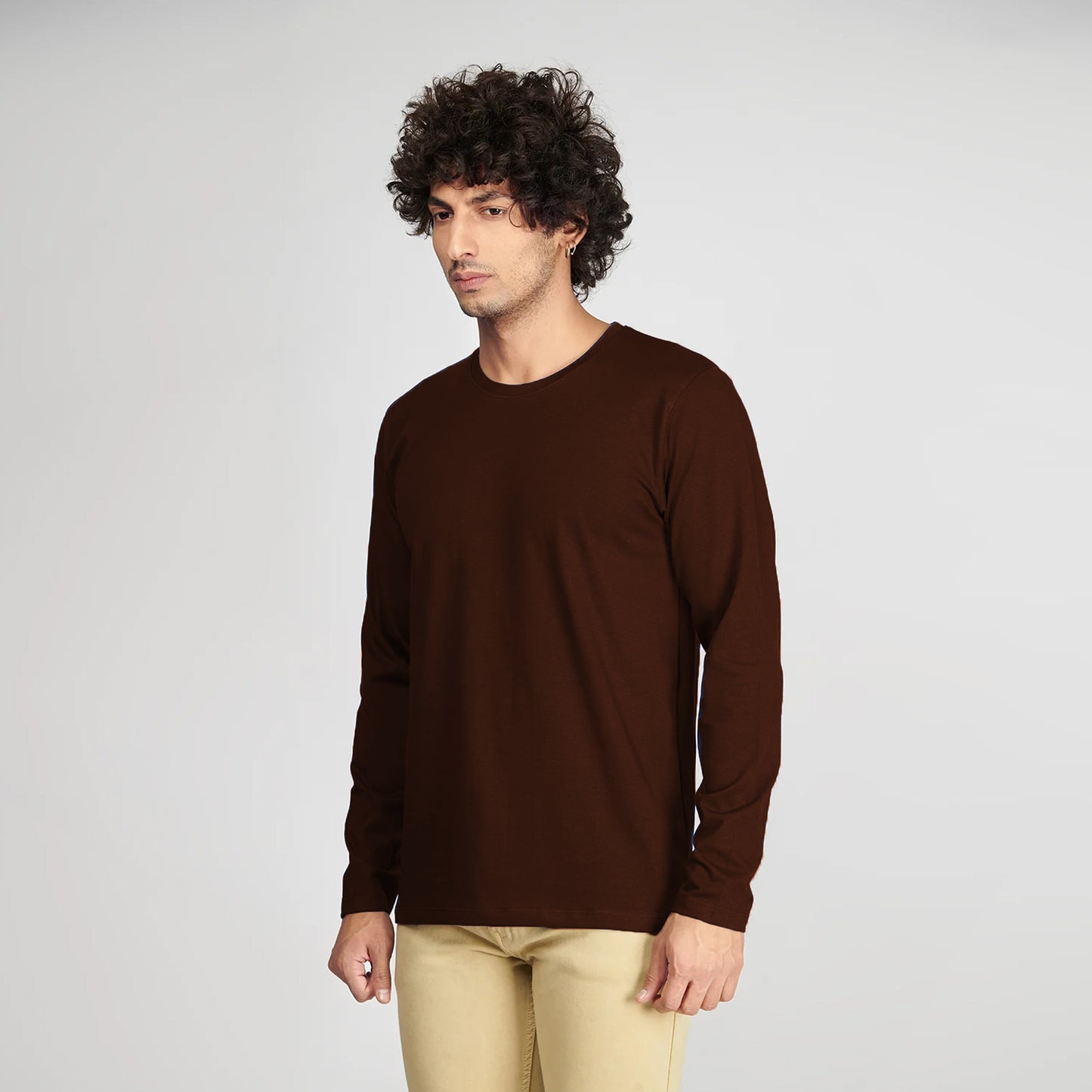 Basic Brown Full Sleeves T-Shirt