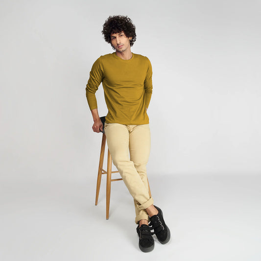 Basic Mustard Full Sleeves T-Shirt