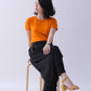Women's Basic Orange Half Sleeves T-Shirt