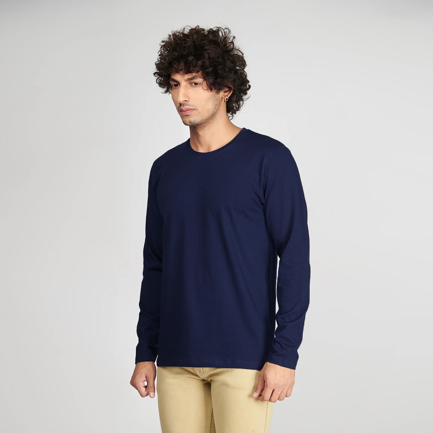 Basic Navy Blue Full Sleeves T-Shirt