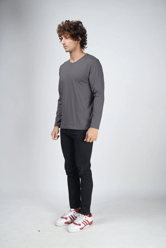 Basic Dark Gray Full Sleeves T-Shirt