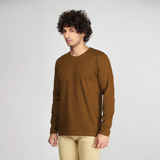 Basic Beige Full Sleeves T-Shirt