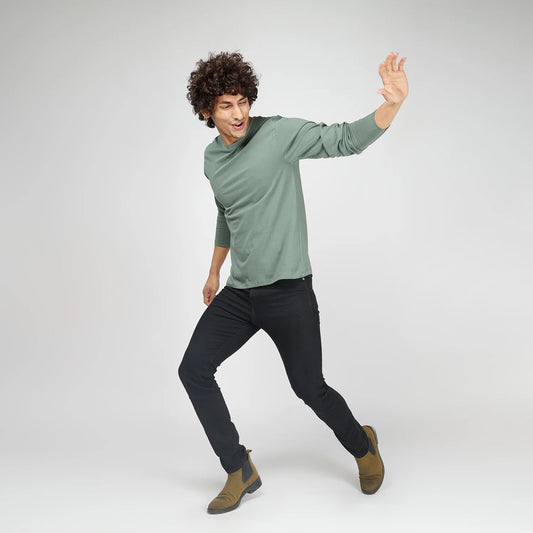 Basic Steel Gray Full Sleeves T-Shirt