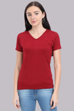 Basic Maroon V-Neck T-Shirt