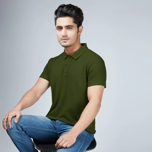 Men's Army Green Polo T-Shirt