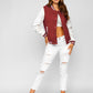 Women's Maroon Baseball Jacket