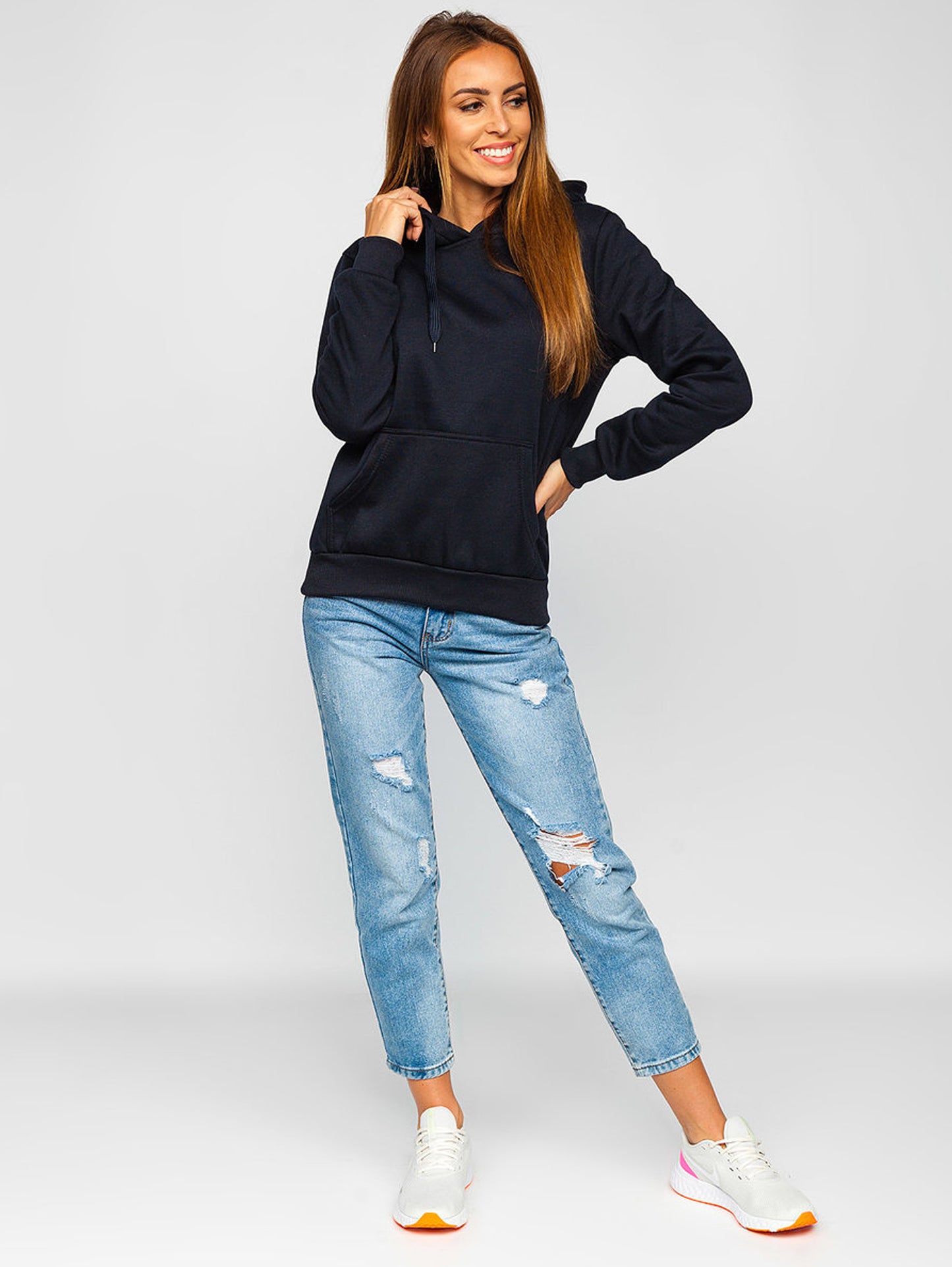 Basic Women's Navy Blue Hoodie