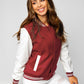 Women's Maroon Baseball Jacket