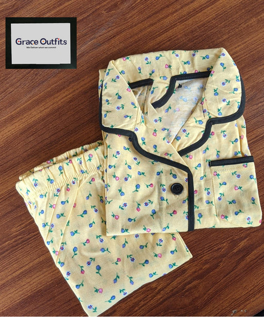 Women's Night Suit Yellow Shade