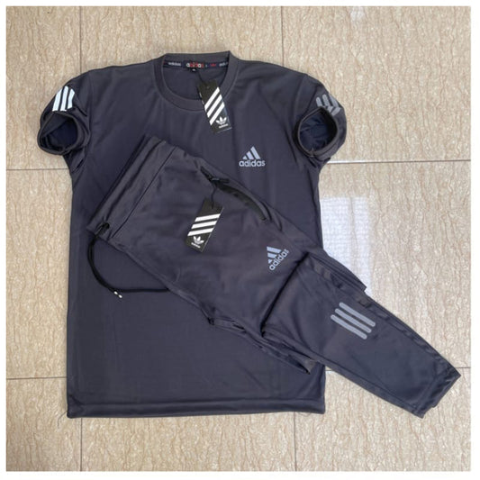 Adidas Three Stripes Tracksuit Steel Gray Color