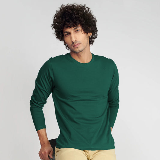 Basic Olive Green Full Sleeves T-Shirt