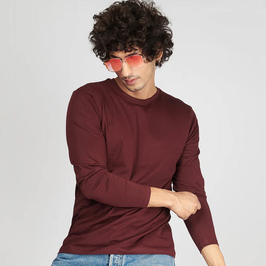 Basic Maroon Full Sleeves T-Shirt