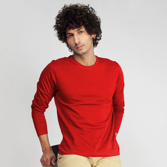 Basic Red Full Sleeves T-Shirt