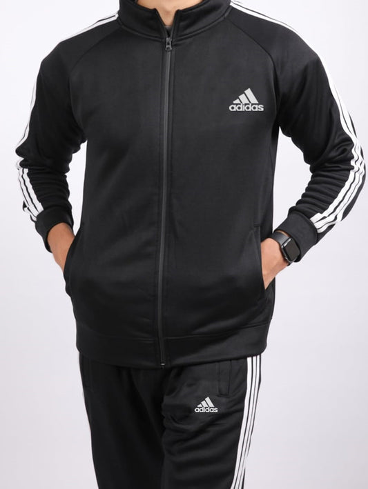 Men's Adidas 3 Strip Black Tracksuit