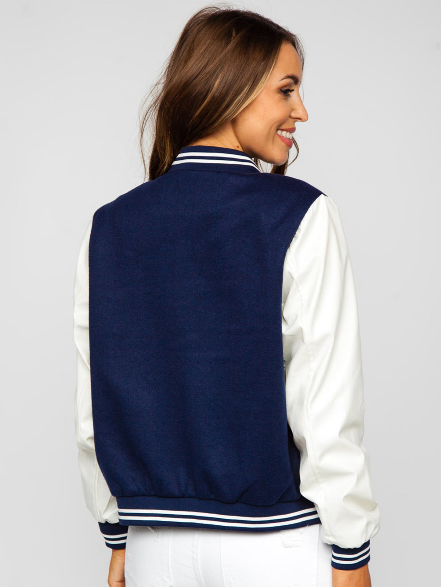 Women's Navy Blue Baseball Jacket