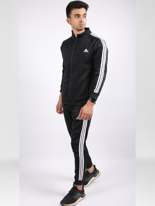 Men's Adidas 3 Strip Black Tracksuit
