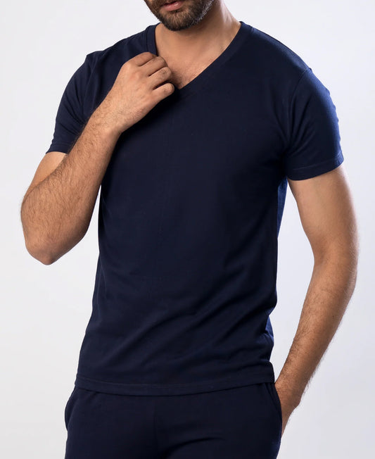 Basic V-Neck T-Shirt Navy Blue
