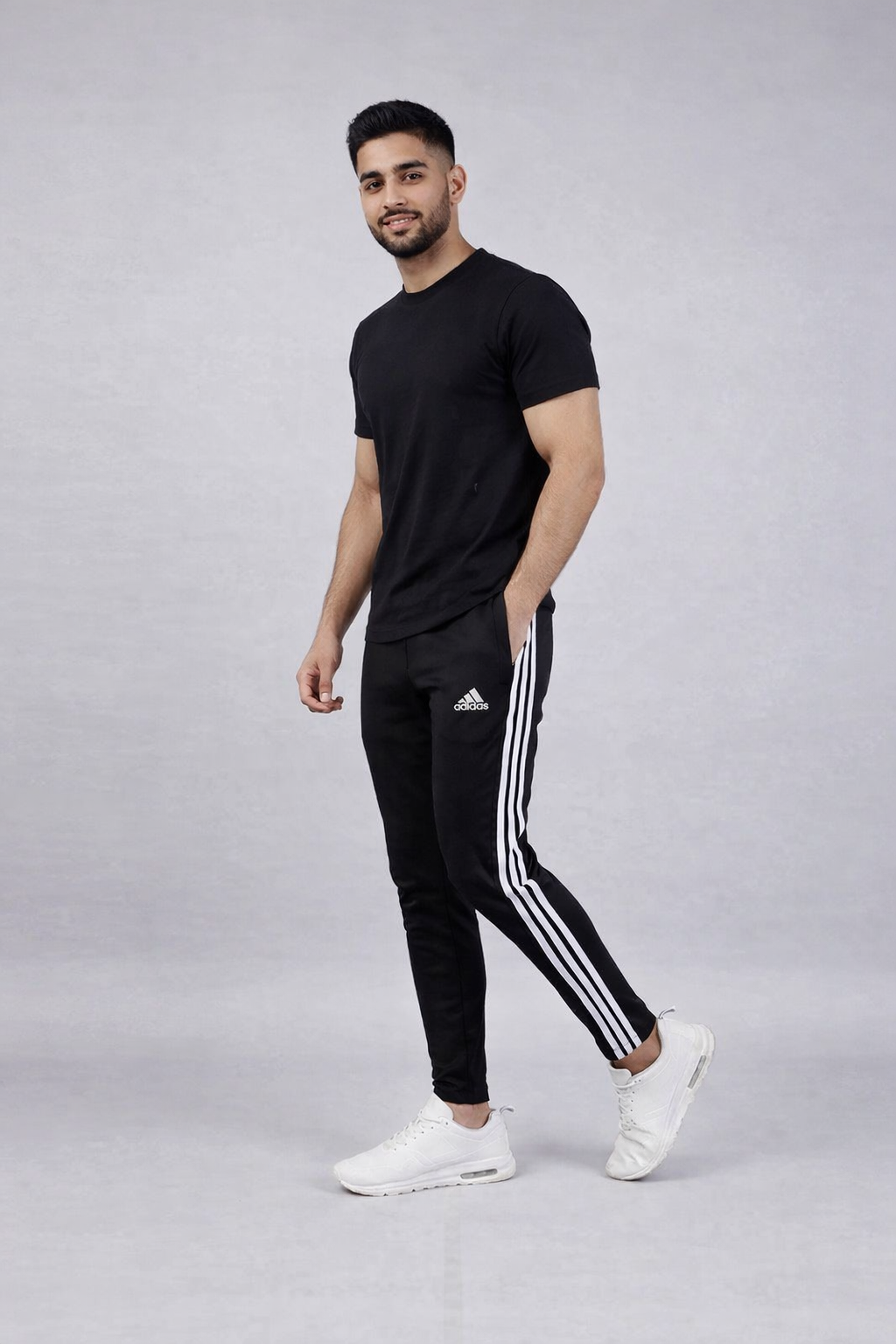 Adidas Essentials 3-Stripes Tapered Pants – Black