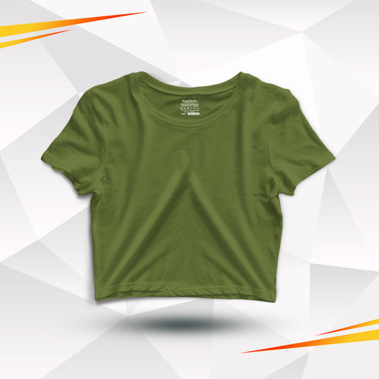 Army Green Basic Cotton Crop Top