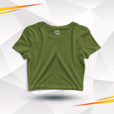 Army Green Basic Cotton Crop Top